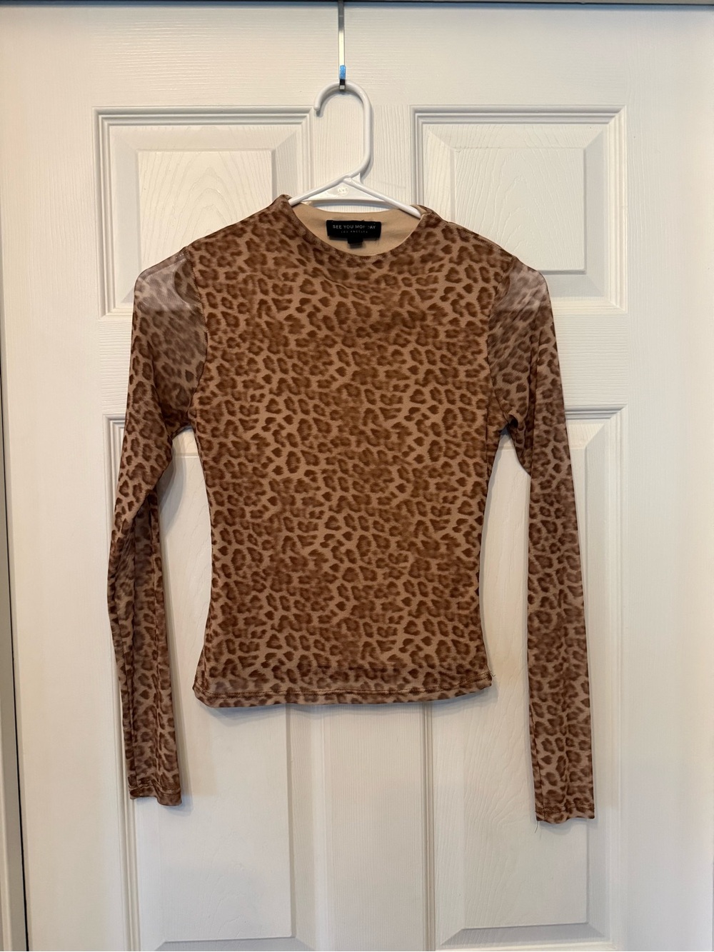 See You Monday Brown Leopard Print Long Sleeve Top